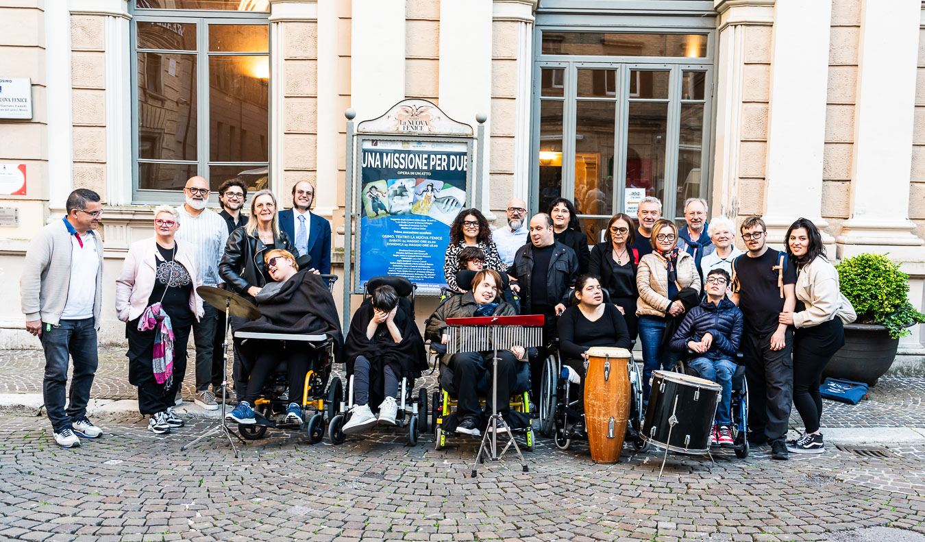 Osimo community outside the theatre